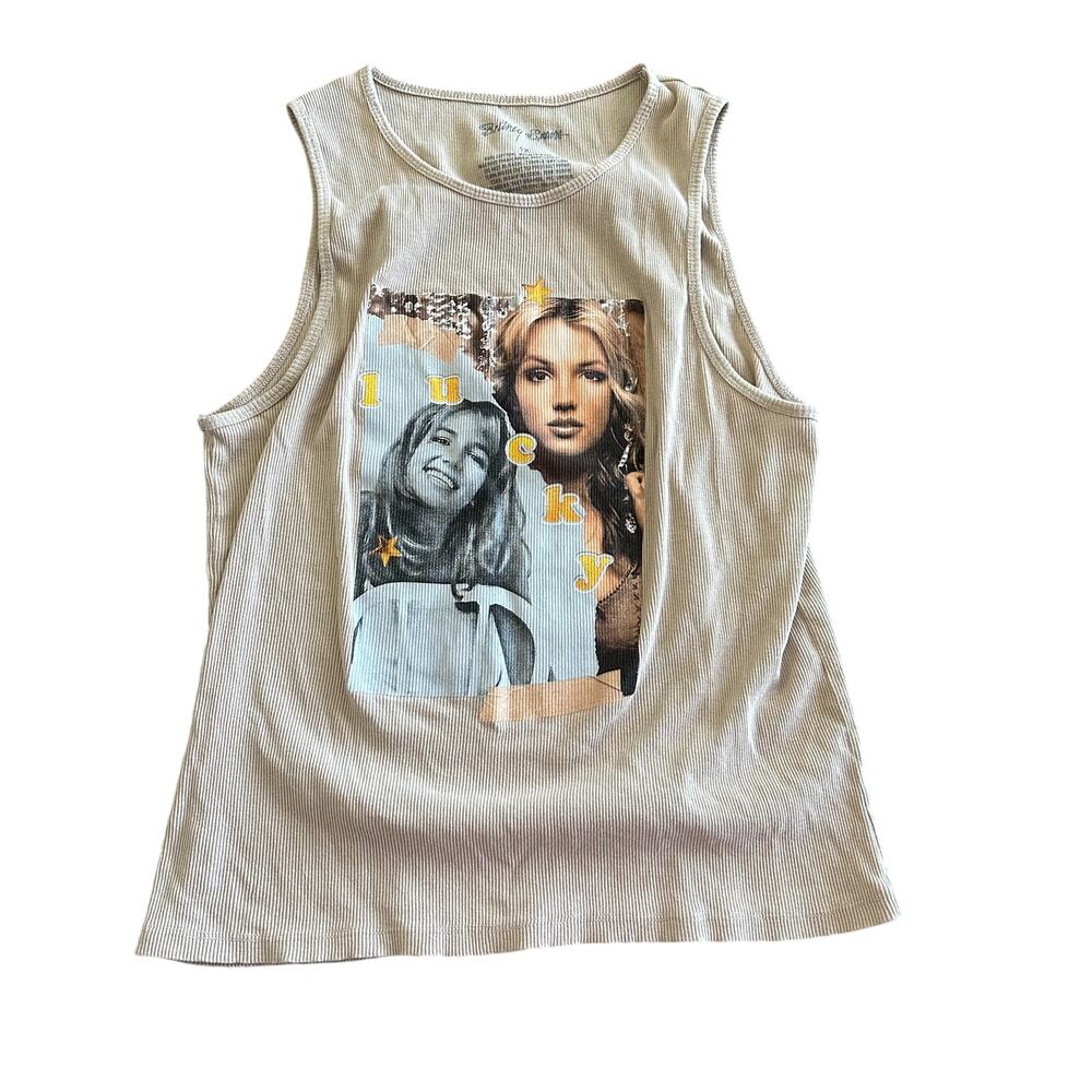 Britney Spears Tank Top Plus Size 1X Tan Beige Cream